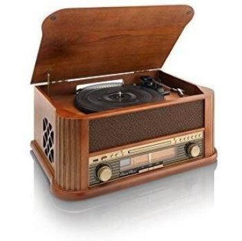 Tocadiscos USB TCD-2500 con codificación, sistema de transmisión por correa, reproductor de vinilos de 33/45 RPM, salida RCA y USB para digitalización, preamplificador incorporado, diseño clásico