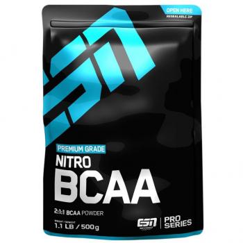 Polvo ESN Nitro BCAA - Biológicamente altamente disponible, no tiene que ser digerido, pero se puede absorber directamente - 500g