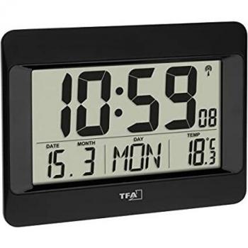 Reloj de Pared Digital TFA Dostmann con Radio Reloj y Temperatura Interior