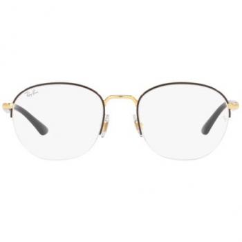 Ray-Ban Gafas Graduadas RX 6487 2991 - Montura de acetato, forma rectangular, tamaño 53 mm, color negro mate con detalles en gris, lentes ópticos personalizables