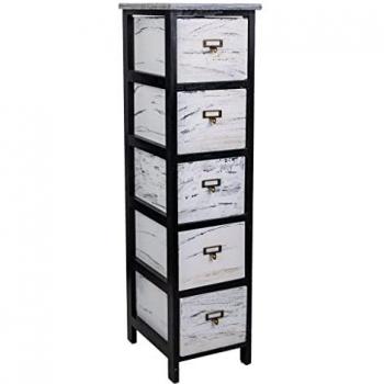 Cajonera Multicolor Wanderlust Deco 26x32x98h cm, Cajonera de Madera Negra Wanderlust Deco 26x32x98h cm, Cajonera Alexandra House Living Blanco Negro Madera de Paulonia