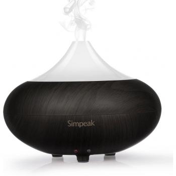 Simpeak Compatible Humidificador Ultrasónico Aromaterapia 100ml, Vapor frío Difusor Ultrasónico con 7-Color LED de luz para Bebes, Hogar, Oficina, Bebé,Dormitorio - Marron Oscuro