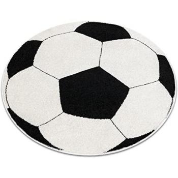 Alfombra circular de fútbol plateada 120 cm negro-blanco para niños