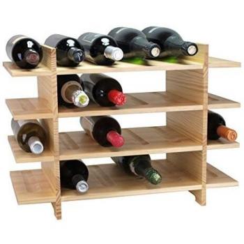 Expovinalia BOTELLERO Madera LAMINADA DE Abedul, BARNIZADA con 4 BALDAS 24/B, Roble Claro, 42x56x28 cm