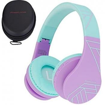 Auriculares Bluetooth para niños, PowerLocus Auriculares Inalámbricos Bluetooth de Diadema, Cascos Bluetooth con Micrófono para niñas y niños con 85DB Volumen Limitado, Auriculares Plegable, Ajustable