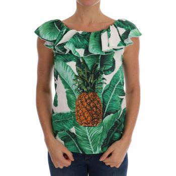 Dolce & Gabbana Sequined Pineapple Banana Blouse T-shirt - IT36 | XS, Multicolor, Female, Size: 3XS
