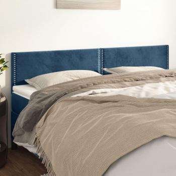 Cabeceros de terciopelo azul oscuro 90x5x78/88 cm (2 unidades)