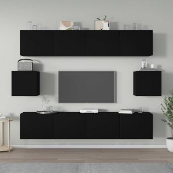 Set de Muebles para TV 6 Piezas de Madera Negra Multicapa