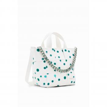 Bolso Shopper Desigual New Splatter Valdivia Blanco con Dots, Talla Única