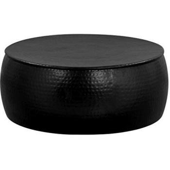 vidaXL Mesa Centro 70x30 cm Aluminio Martillado Negro Decoración Salón Comedor