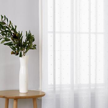 Deconovo Visillo Bordado para Ventana con Ollaos 2 Piezas 140 x 180 cm Blanco Punto