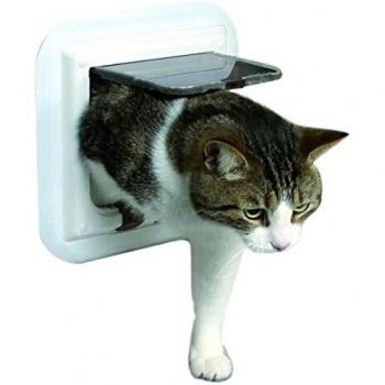 TRIXIE Gatera 4 vías XL para puertas de cristal 27x27 cm blanca 38631