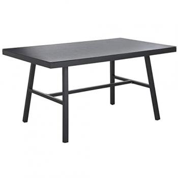 Mesa de Comedor de Jardín Rectangular Negra 150 x 90 cm con Marco de Aluminio para 4 Personas - Modelo Canetto