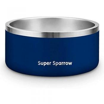 Super Sparrow Comedero para Perros Gatos Mascotas de Acero Inoxidable, con Base de Silicona Antideslizante, Apto para Lavavajillas -32oz/1L