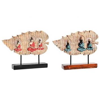 Figura Decorativa DKD Home Decor 38 x 6 x 29,5 cm Rojo Buda Verde Oriental (2 Unidades)