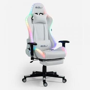 Silla Gamer Ergonómica Pixy Comfort con Reposapiés y LED RGB