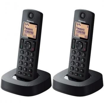 Panasonic TGC312SPB- Teléfono Fijo Inalámbrico Dúo, LCD, Identificador de Llamadas, 16H Uso Continuo, Localizador, Agenda De 50 números, Bloqueo Llamada, Modo ECO, Reducción Ruido, color Negro