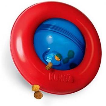 Juguete Interactivo Kong Gyro para Perros Pequeños - Portagolosinas, 12,5x7,5 cm, Elastómero Rojo y Azul
