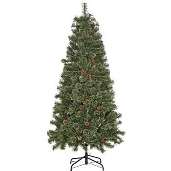 Árbol de Navidad artificial HOMCOM 180 cm, 450 ramas gruesas, aspecto Nordmann, 28 piñas, fácil de montar y base metálica