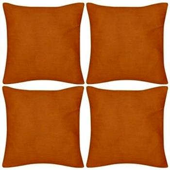 vidaXL 4 fundas naranjas para cojines de algodón dimensiones 80 x 80 cm