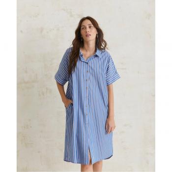 Vestido Camisero De Algodón De Rayas Azules Yerse