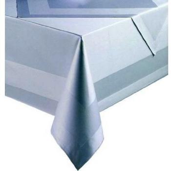 (White, 250x130 cm) - Damask Table Cloth with Satin Band / White 250x130 cm white
