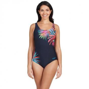Bañador Zoggs Adjustable Scoopback mujer, azul marino, rosa y naranja, talla 36