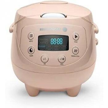 Reishunger Mini Olla Arrocera Programable y Vaporera en Rosa hasta 3 Personas – Hervidor de Arroz con 8 Programas - Con Pantalla LED y Función Automática de Mantenimiento del Calor