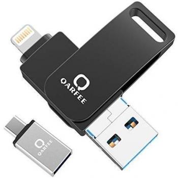 Flash Drive 32 GB 4 en 1 Compatible con iPhone y Dispositivos Android Memory Stick Expansión para iPhone Android teléfono Tablet PC y Dispositivos con USB/Micro USB/Type C/iOS L-Port-Negro