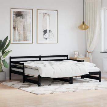 Sofá cama nido de madera maciza de pino negro con cama extraíble 90x190 cm
