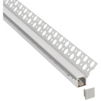 Kit perfil arquitectónico de aluminio LOHA 2 metros con difusor opal para tiras LED