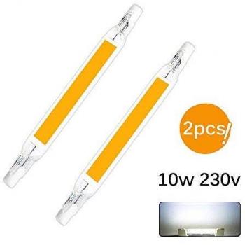 Konesky R7S Bombilla LED 118mm 10W Bombilla halógena lineal, LED COB R7S, Bombillas Reflector Bombillas de doble terminación J118 [Clase de eficiencia energética A], pack con 2 unidades