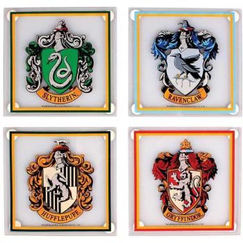 Harry Potter Glass Coaster 4-Pack All Houses Half Moon Bicchieri Boccali