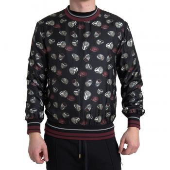 Dolce & Gabbana Black Ring Print Silk Crewneck Sweater - IT52 | XL