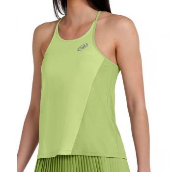 Camiseta de tirantes Bullpadel Bines para mujer - Diseño aéreo, color amarillo neón, talla XS