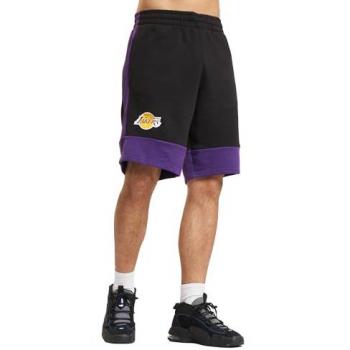 Pantalones Cortos Deportivos New Era NBA Los Angeles Lakers Color Block Negro XL Algodón Terry