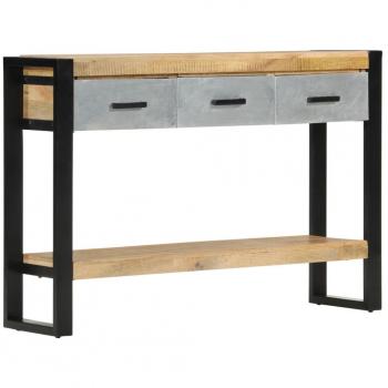 Mesa consola de madera maciza de mango rugosa 110x30x76 cm marrón para salón, entrada o recibidor