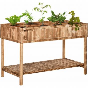 Huerto Urbano de Madera 120x60x81 cm con Estante Inferior