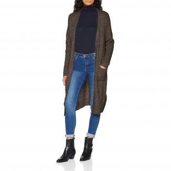 Only Onlhanna L/s Long Cardigan Knt, Chaqueta Punto para Mujer, Gris Dark Grey Melange, 40
