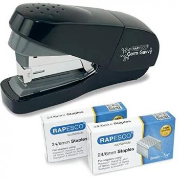 Rapesco 1688 Germ-Savvy ECO Grapadora Esfuerzo Reducido con sistema de Grapado Plano / Flat Clinch con 2000 Grapas 24/6 mm, Capacidad de 35 hojas, Utiliza Grapas 24/6 mm, Negro
