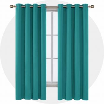 Deconovo Opaca Cortina Térmica Aislante y Ruido Reducción con Ojales 2 Piezas 117 x 183 cm Turquesa