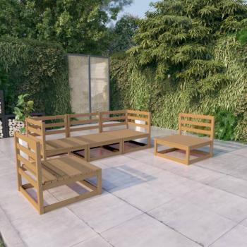 Juego de Muebles de Jardín 5 Piezas Marrón Miel Madera Maciza de Pino