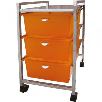 Laroom 11997 - Carrito ancho 3 cajones, color naranja