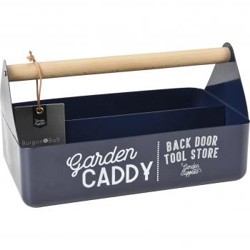 Burgon & Ball Atlantic Blue Garden Caddy with Wooden Handle