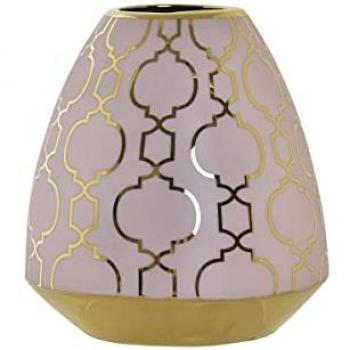 Jarrón DKD Home Decor Porcelana Rosa Dorado Oriental Cromado 16 x 16 x 18 cm