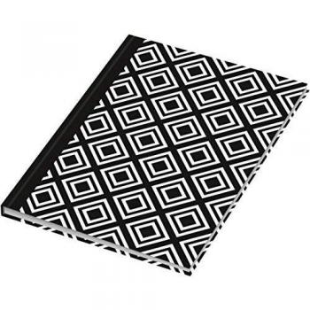 Cuaderno A5 Rombo Blanco y Negro, Punteado, 96 Hojas