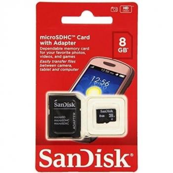 SanDisk SDSDQM-008G-B35A Tarjeta de memoria microSD+Adaptador SD de 8 GB negro