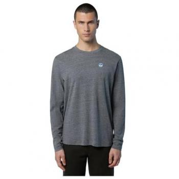 North Sails Camiseta de Manga Larga Basic Bollo para Hombre, Modelo 692971, Color Gris, Casual, Material Algodón, Outlet 2024