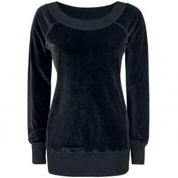 ForPlay Gothicana by EMP Velvet Sweater Mujer Sudadera Negro XL, 95% Polyester,5% Elastán, Rippbündchen Regular