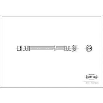 Latiguillo de freno CORTECO 19030300 - manguera flexible para el sistema de frenos, fabricada en material resistente a la presión y a la corrosión, con conexiones roscadas en ambos extremos, cumple con
